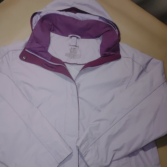 LL Bean Jacket Coat Size XL Lavender Plum Purple Nylon Hooded Windbreaker Shell - Picture 9 of 12